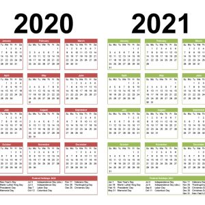 2 Year Calendar Printable 2020 2021 Word, Pdf, Image