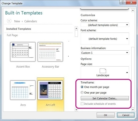 Change The Dates On A Calendar In Publisher - Publisher