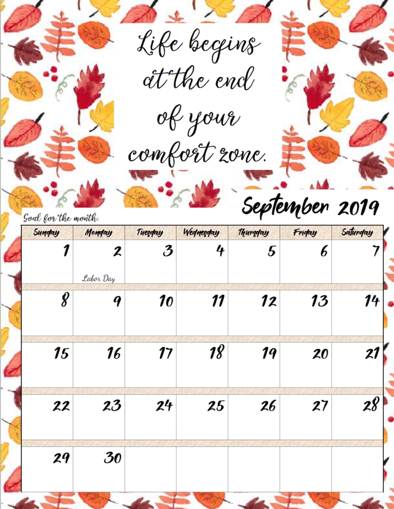 Free Printable 2019 Monthly Motivational Calendars