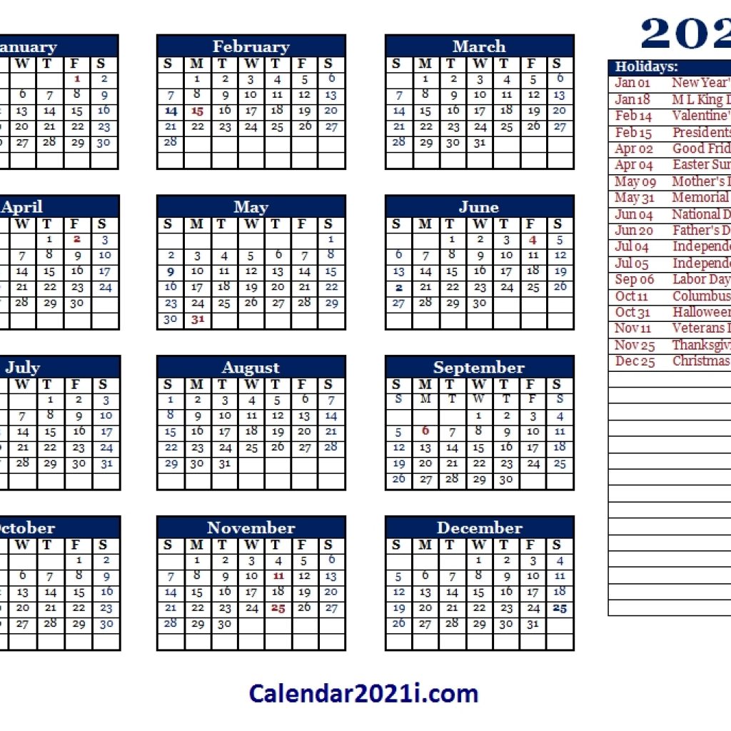 2021 Editable Yearly Calendar Templates In Ms Word, Excel