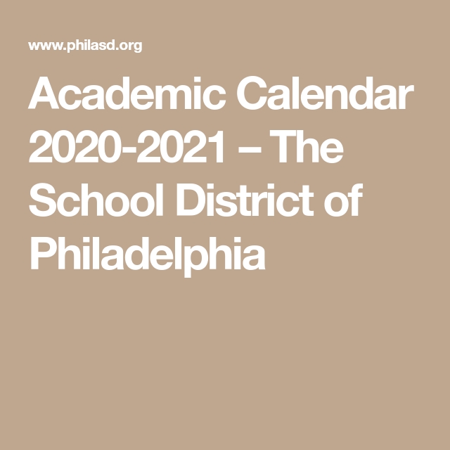 Academic Calendar 2020-2021 – The School District Of