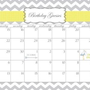 Baby Shower Calendar Printable Pdf Birthday Guesses