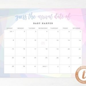 Due Date Calendar Template, Baby Shower Calendar, Baby Due Date Game,  Printable Baby Birthday Predictions, Guess The Due Date, Templett