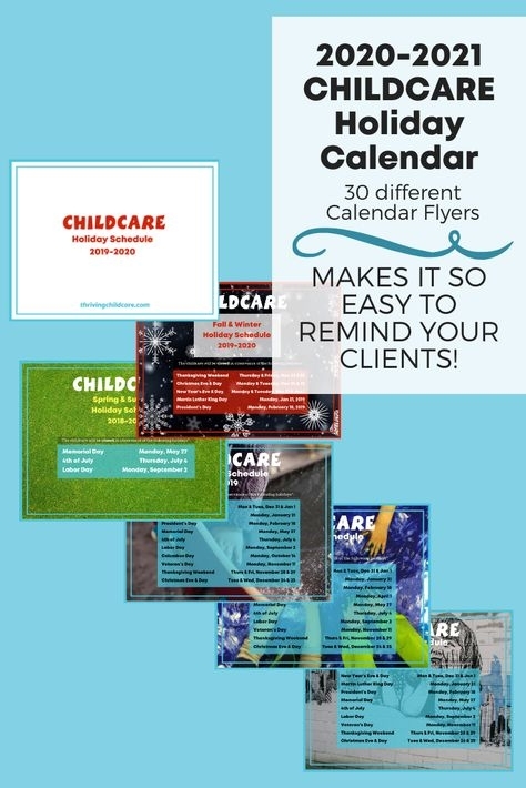 Full 2020-2021 Childcare Holiday Calendars Flyer Pack