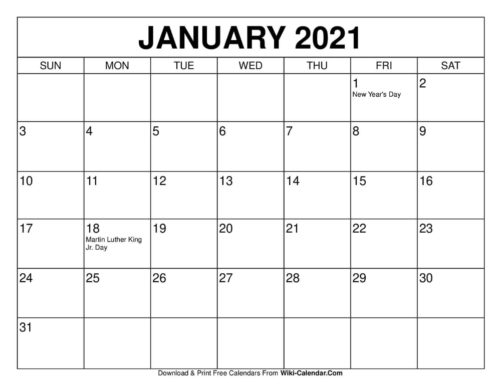 January 2021 Calendar In 2020 | 2021 Calendar, Calendar