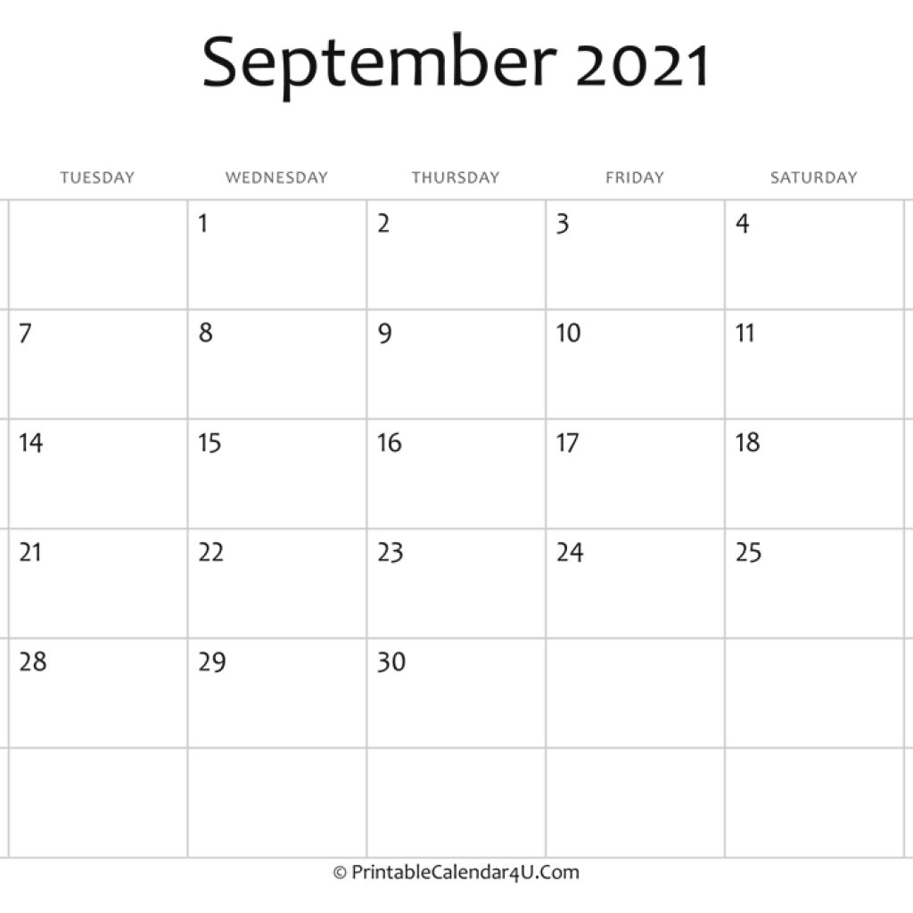 September 2021 Editable Calendar With Holidays