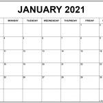 January 2021 Calendar Print out