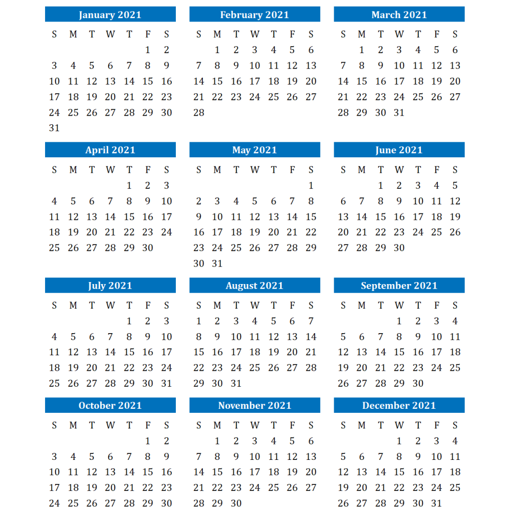 2021 Printable Calendar February to May