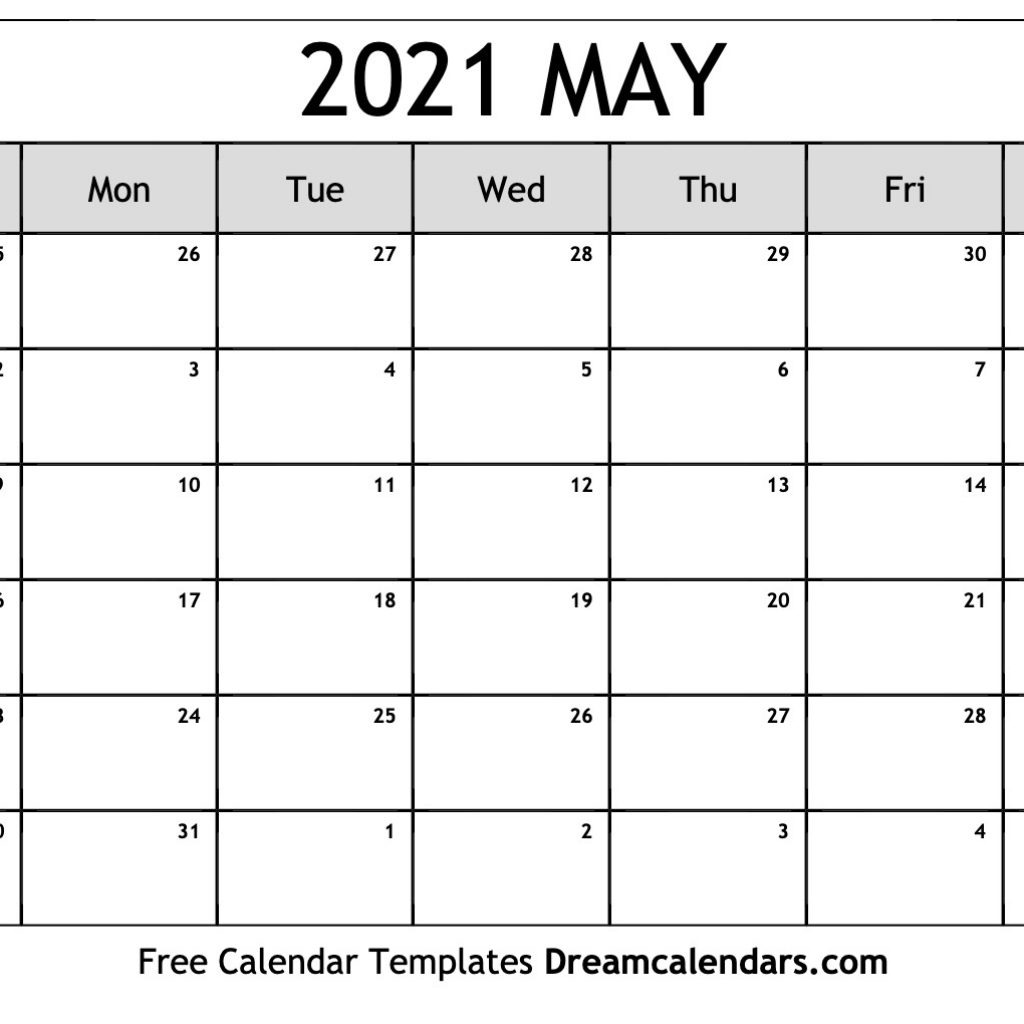 2021 May Calendar Template