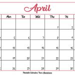 April Printable Calendar 2021