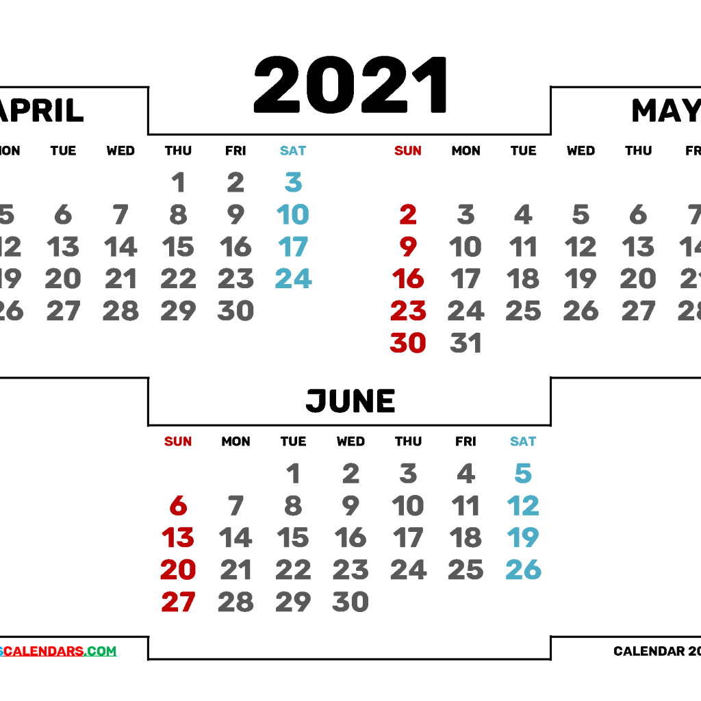 April May 2021 Calendar