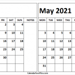 April May 2021 Calendar Free Printable