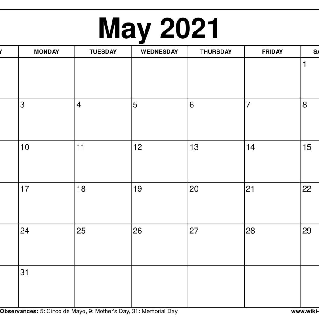 May 2021 Calendar Blank