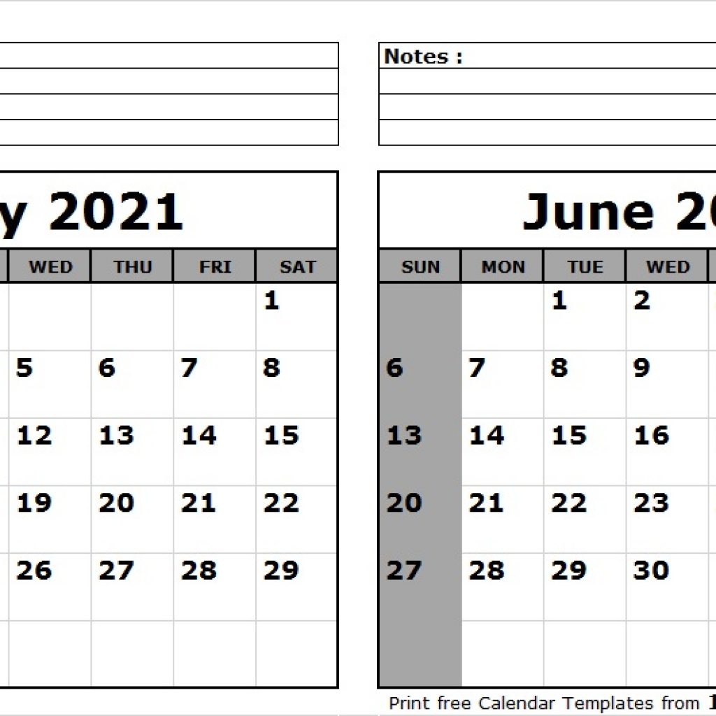 May June Calendar 2021