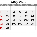 Printable Calendar May 2021 Excel