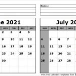 Blank June July 2021 Calendar Printable