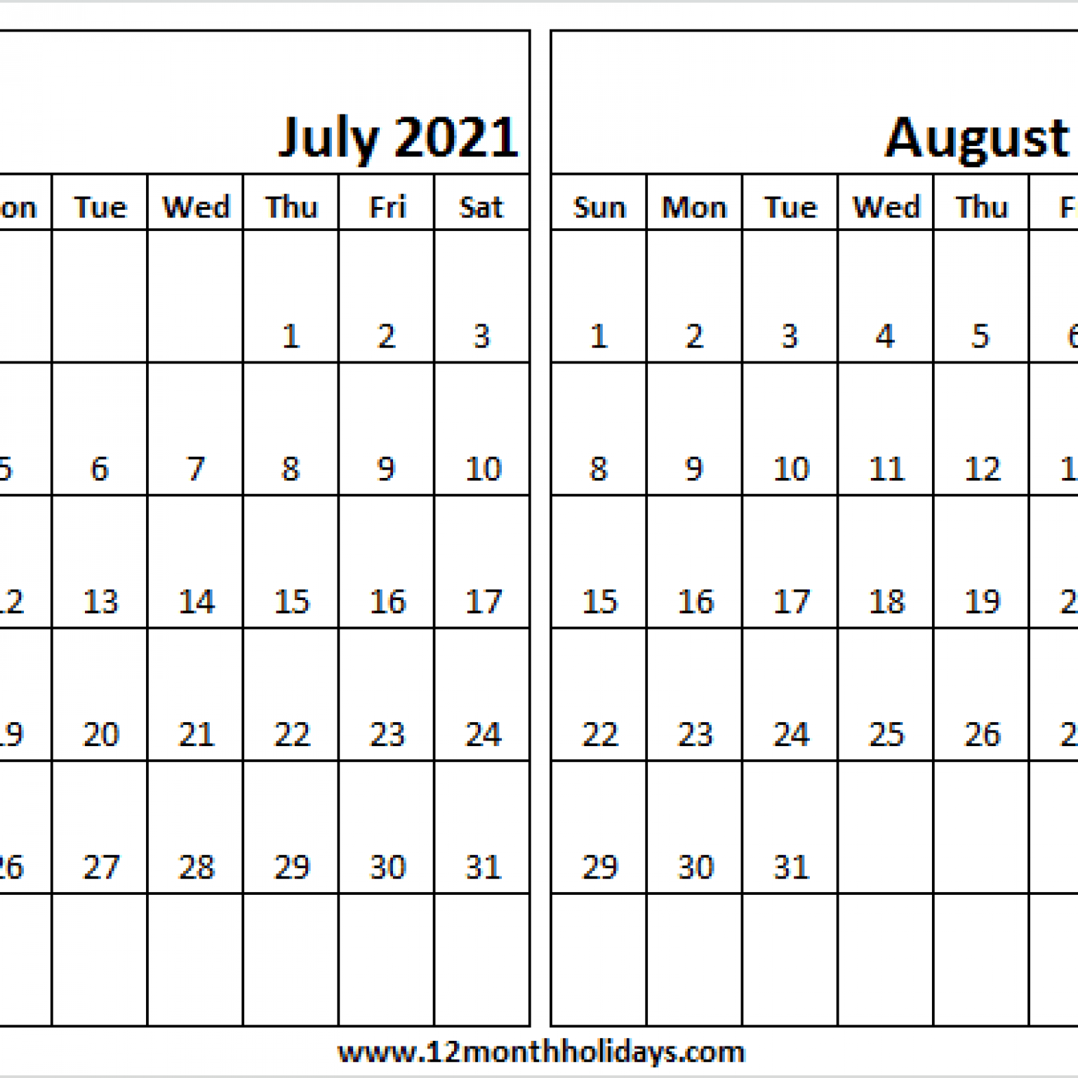 Calendar July August 2021 Editable | Qualads