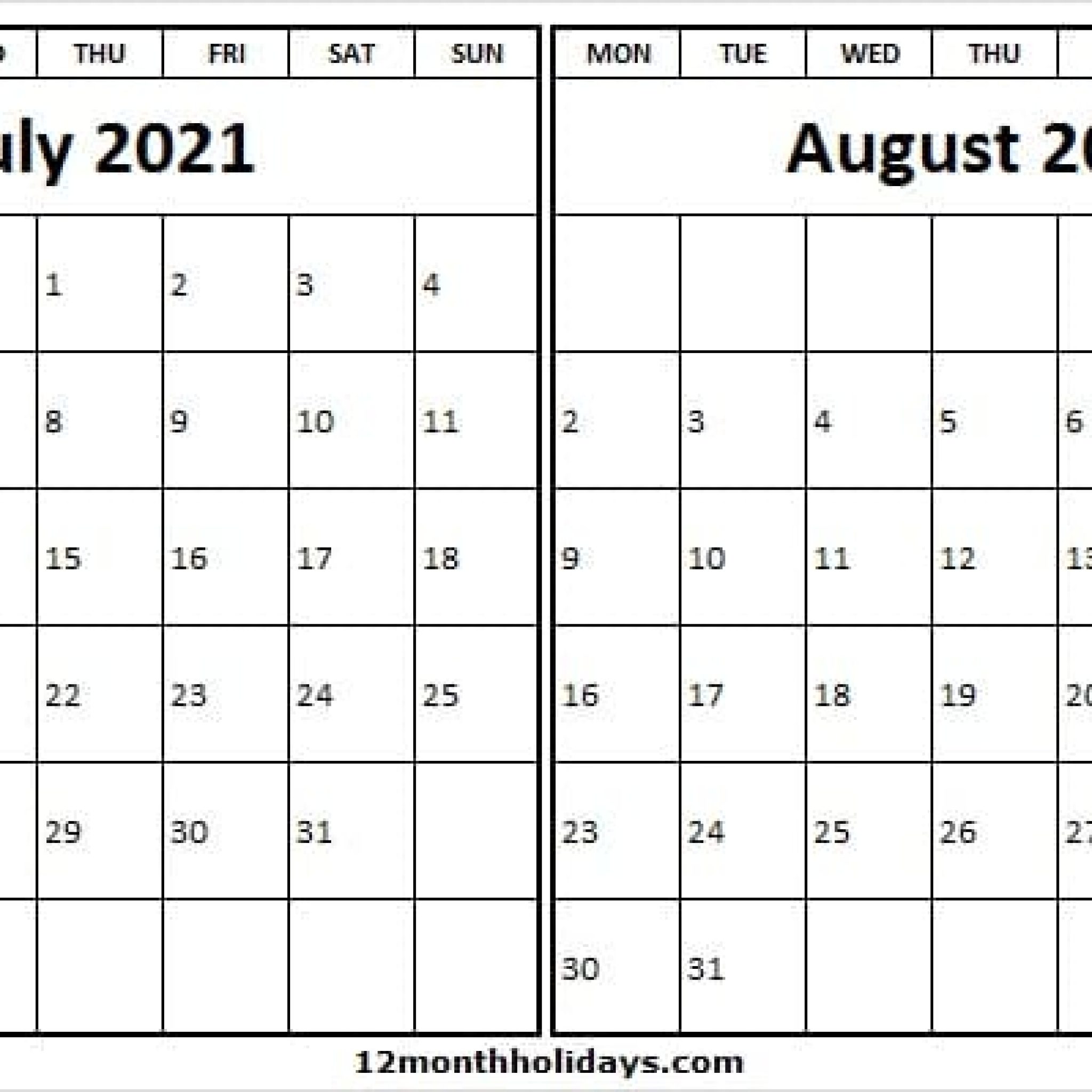 Calendar July August 2021 Editable | Qualads