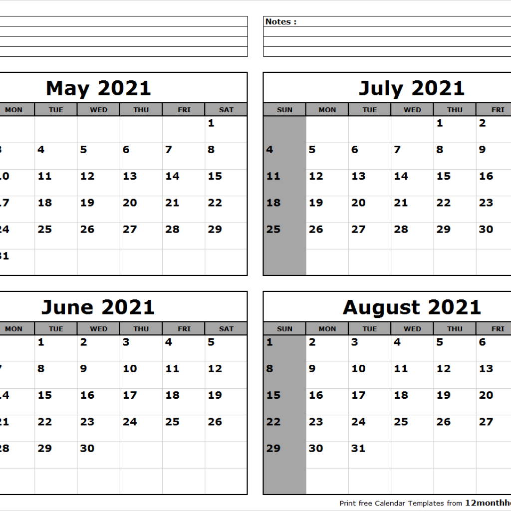 Jul Aug 2021 Printable Calendar with Lines