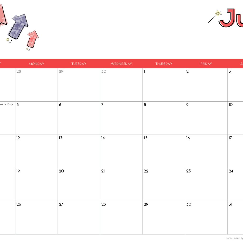 Printable Calendar for July 2021