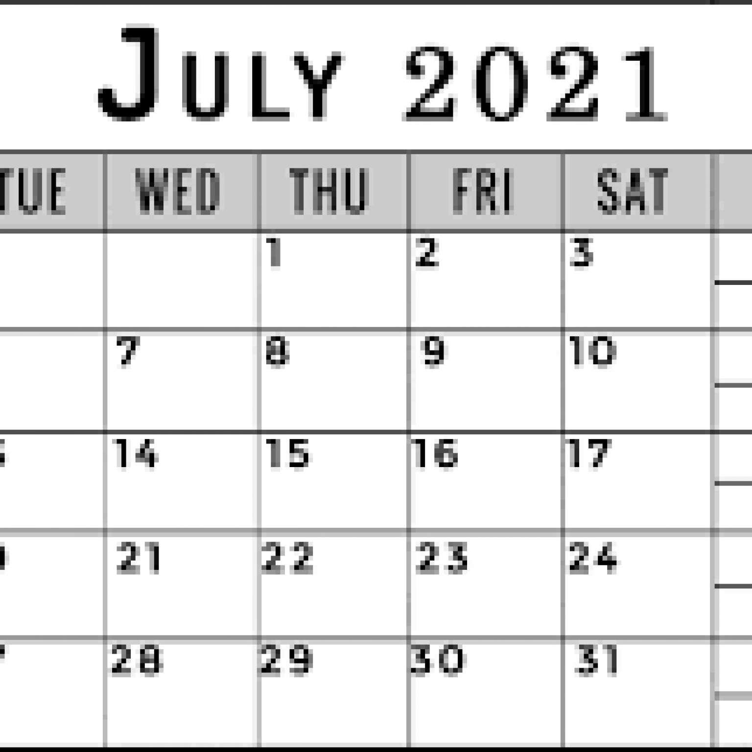 July 2021 Printable Calendar With Notes Qualads