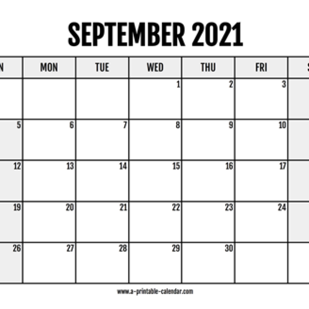 2021 September Printable Calendar