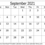 Printable Sep 2021 Calendar