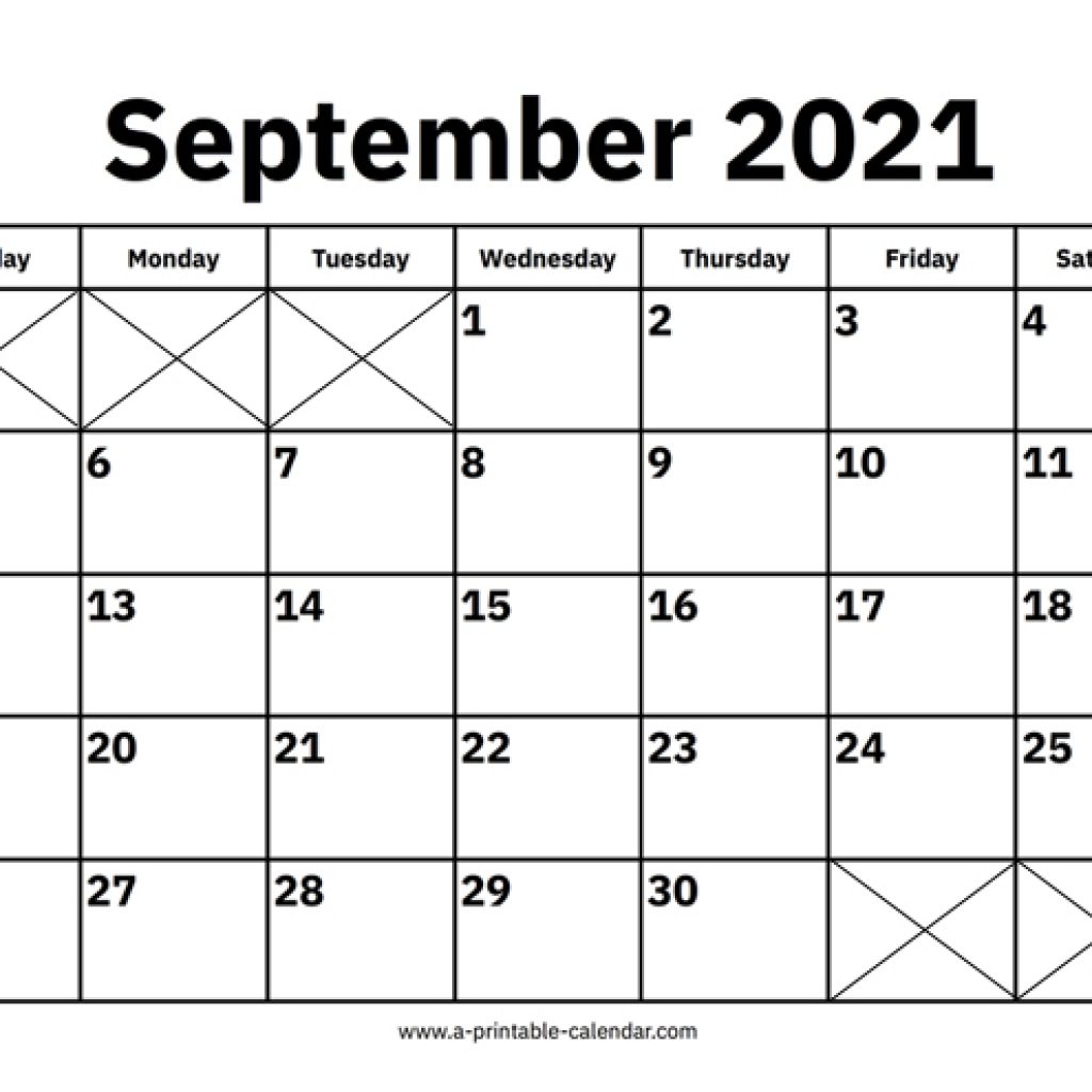 Sep 2021 Calendar Printable Template