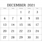 Calendar 2021 December Month