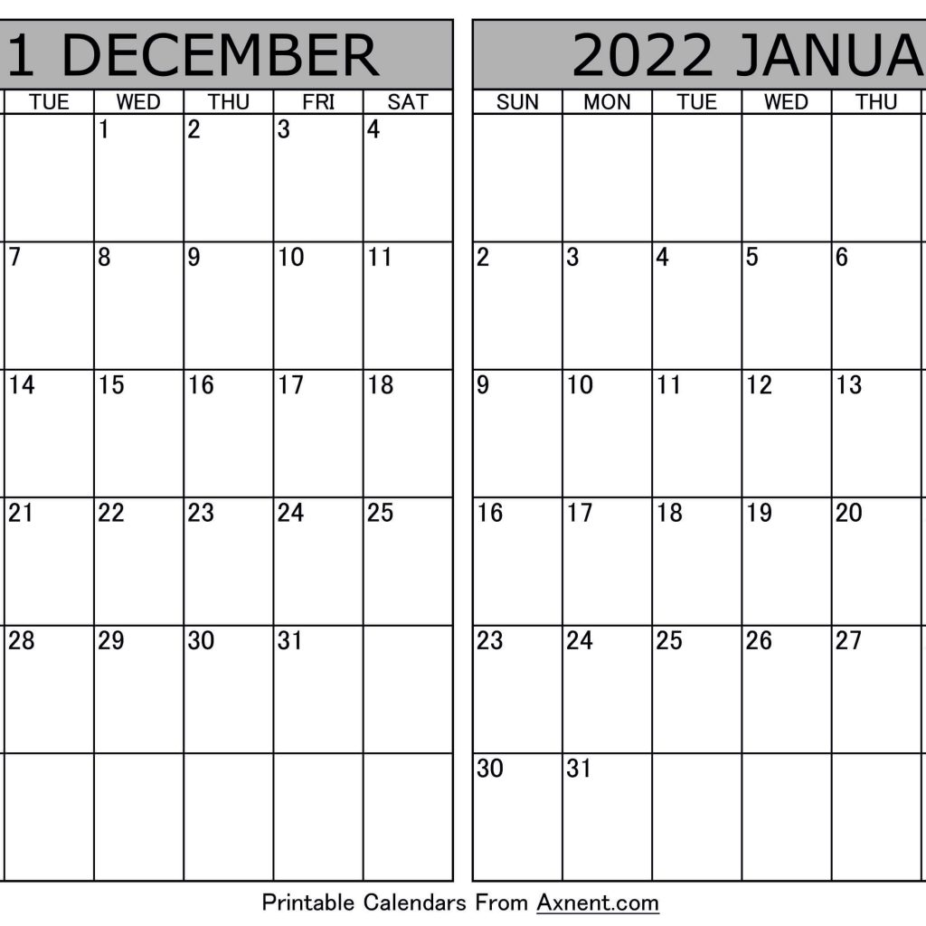 December 2021 January 2022 Calendar to Print