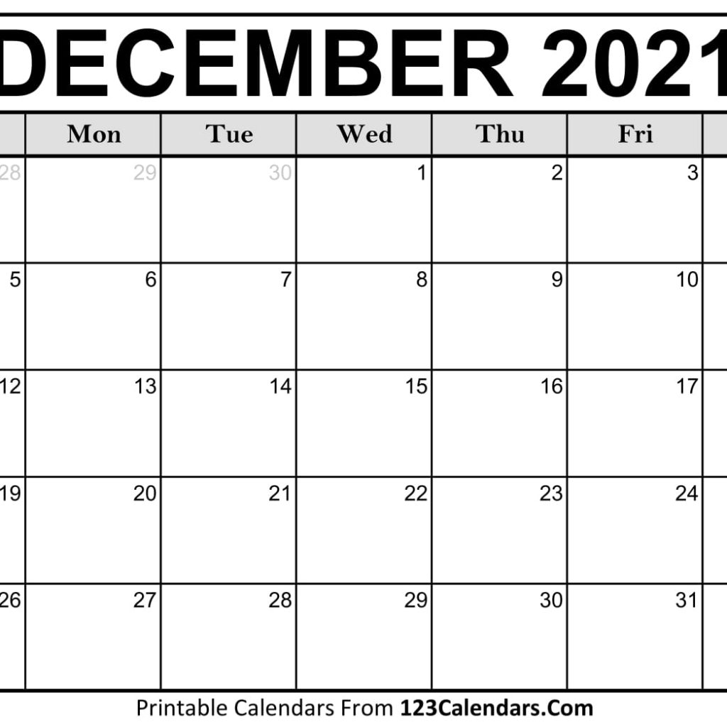 Printable Dec 2021 Calendar