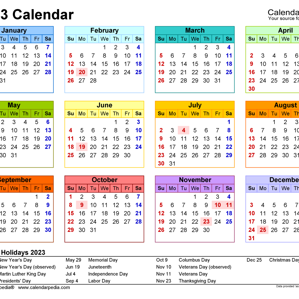 2023 Calendar Template Online