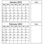 January February 2022 Blank Calendar