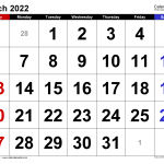 March 2022 Calendar Free Download