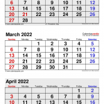 Free Printable Calendar March April 2022