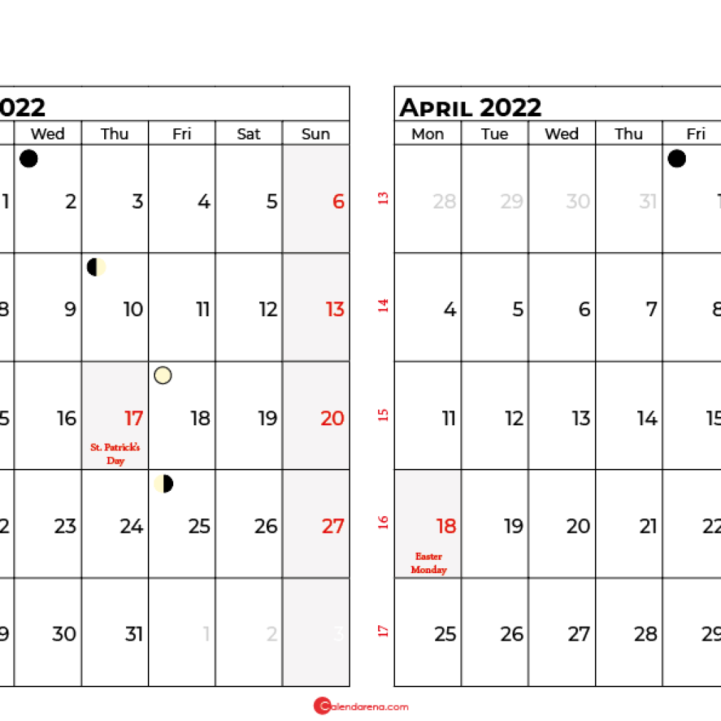 March April 2022 Calendar