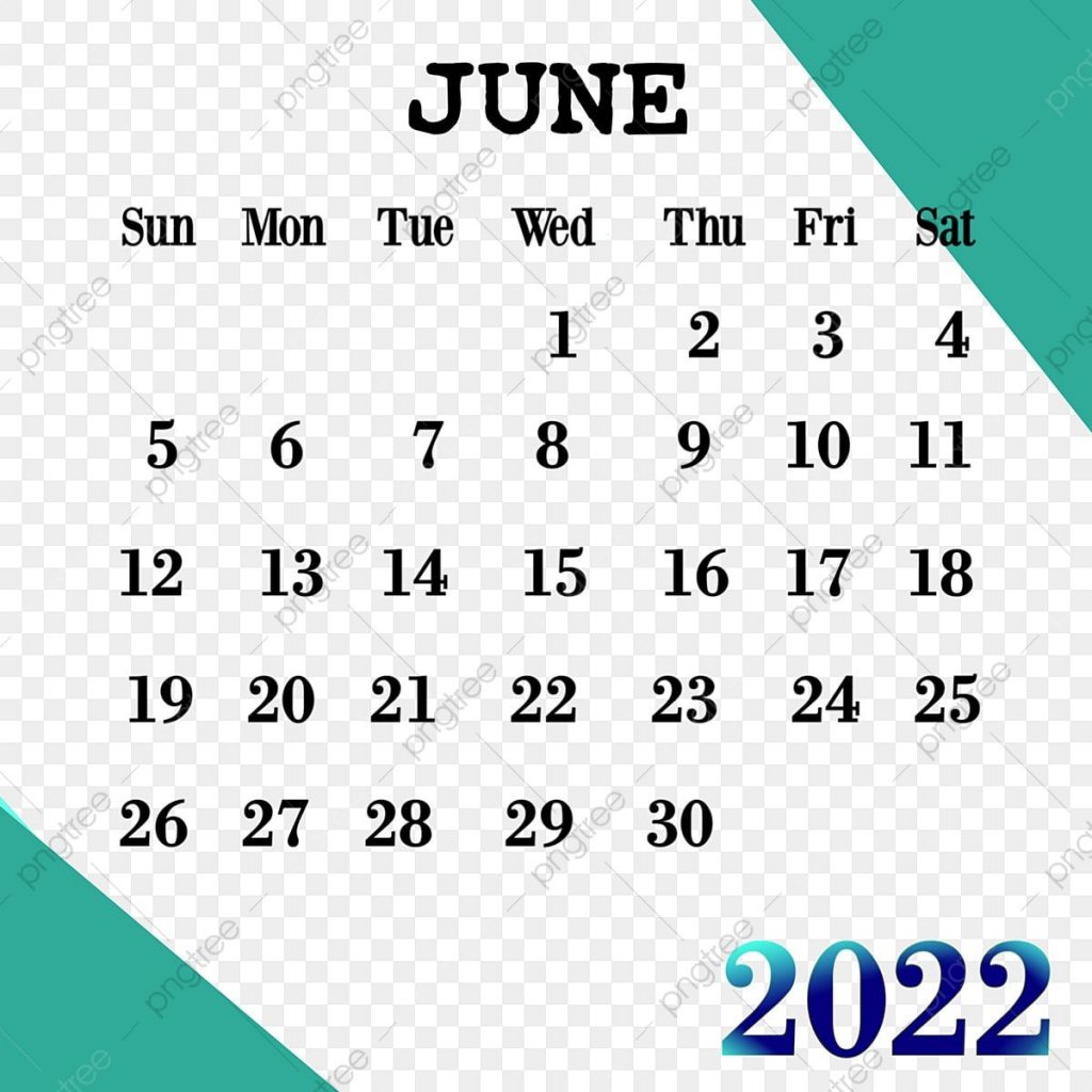 2022 June Calendar PNG