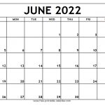 2022 June Calendar Blank