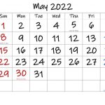 May 2022 With USA Holidays Calendar