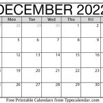 December 2022 Calendar Free Printable