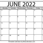 Free June 2022 Calendar Printable