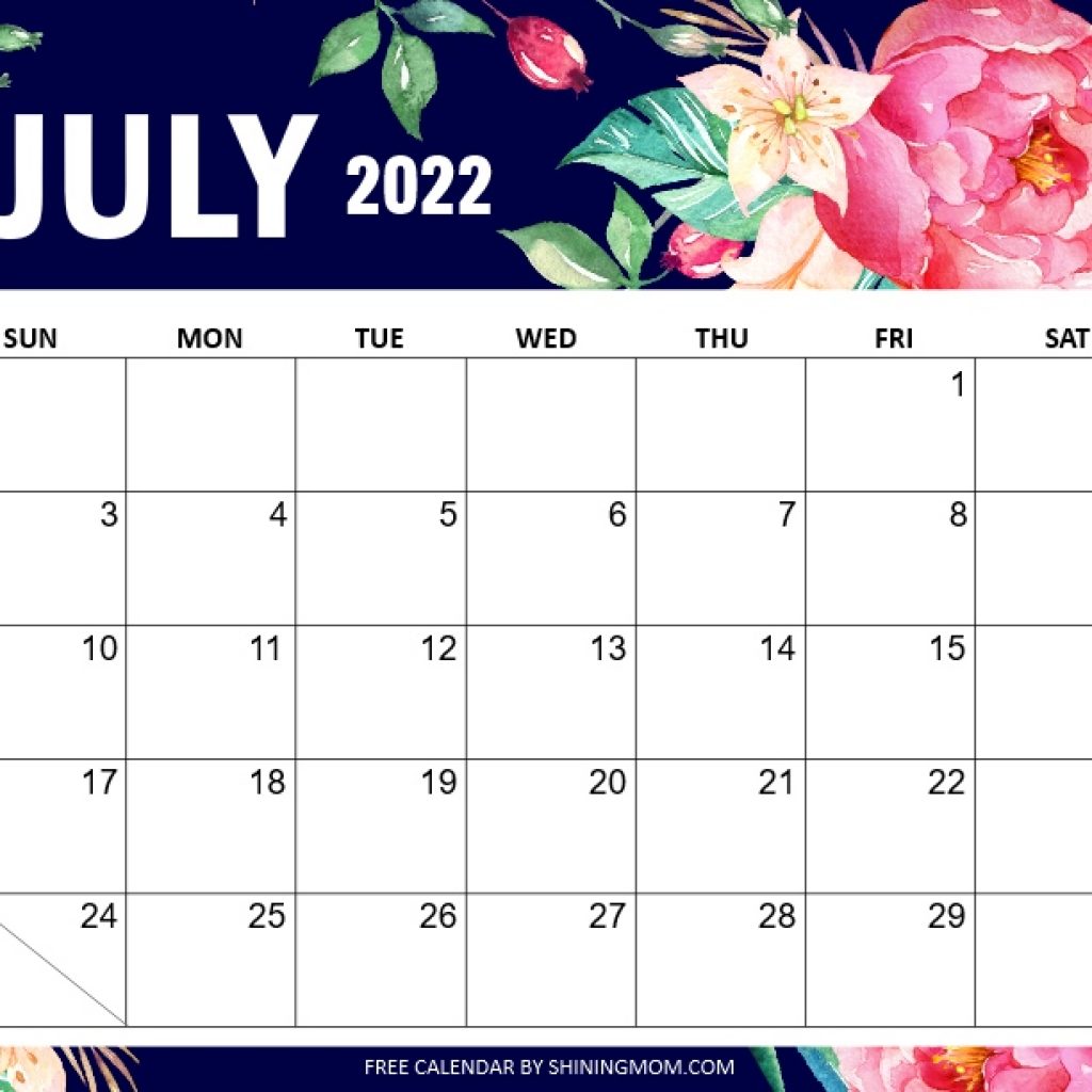 Printable Calendar for July 2022