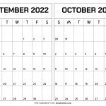 September October 2022 Calendar Word