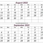 Blank August September 2022 Calendar