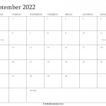 Blank September 2022 Calendar Template