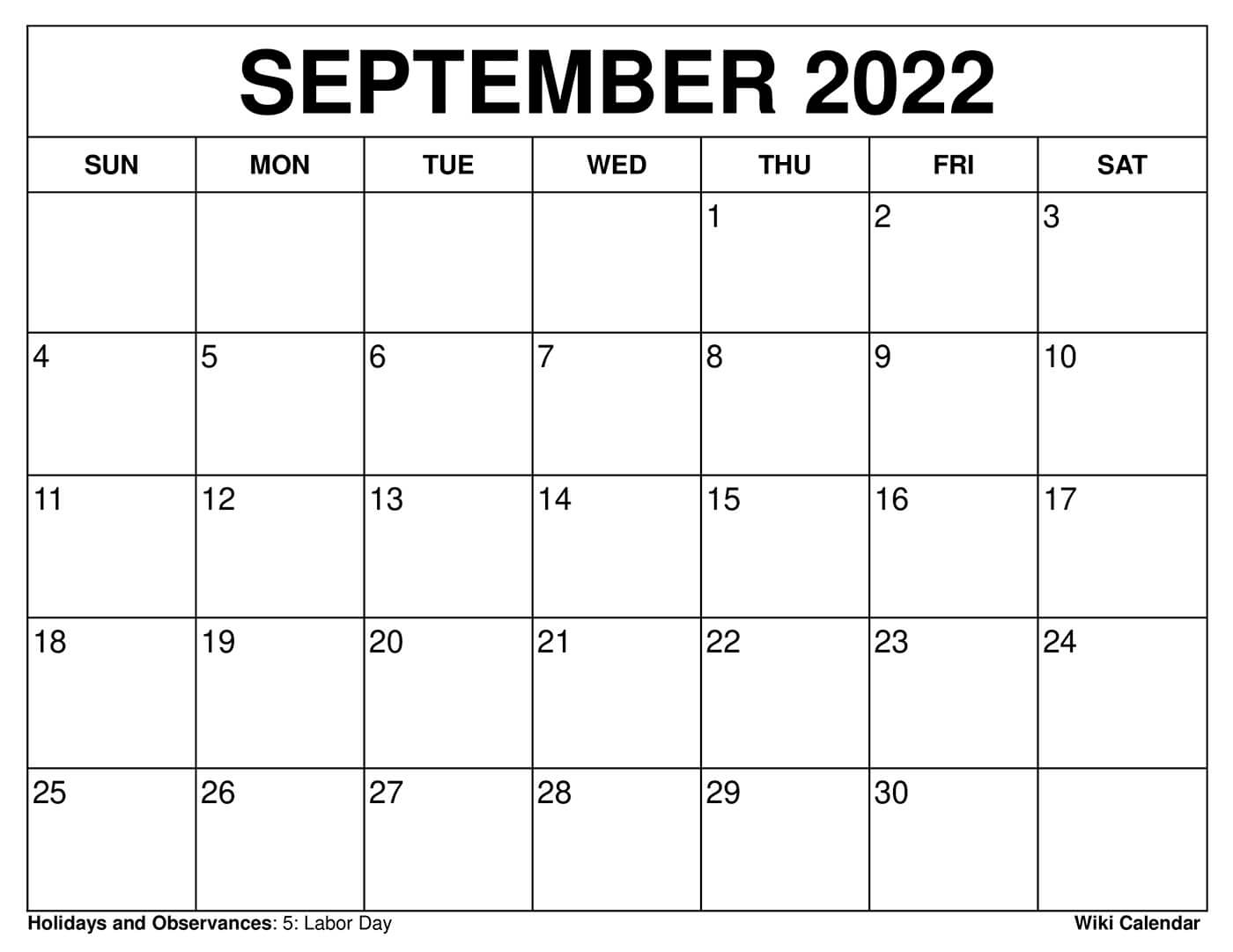 September 2022 Calendar