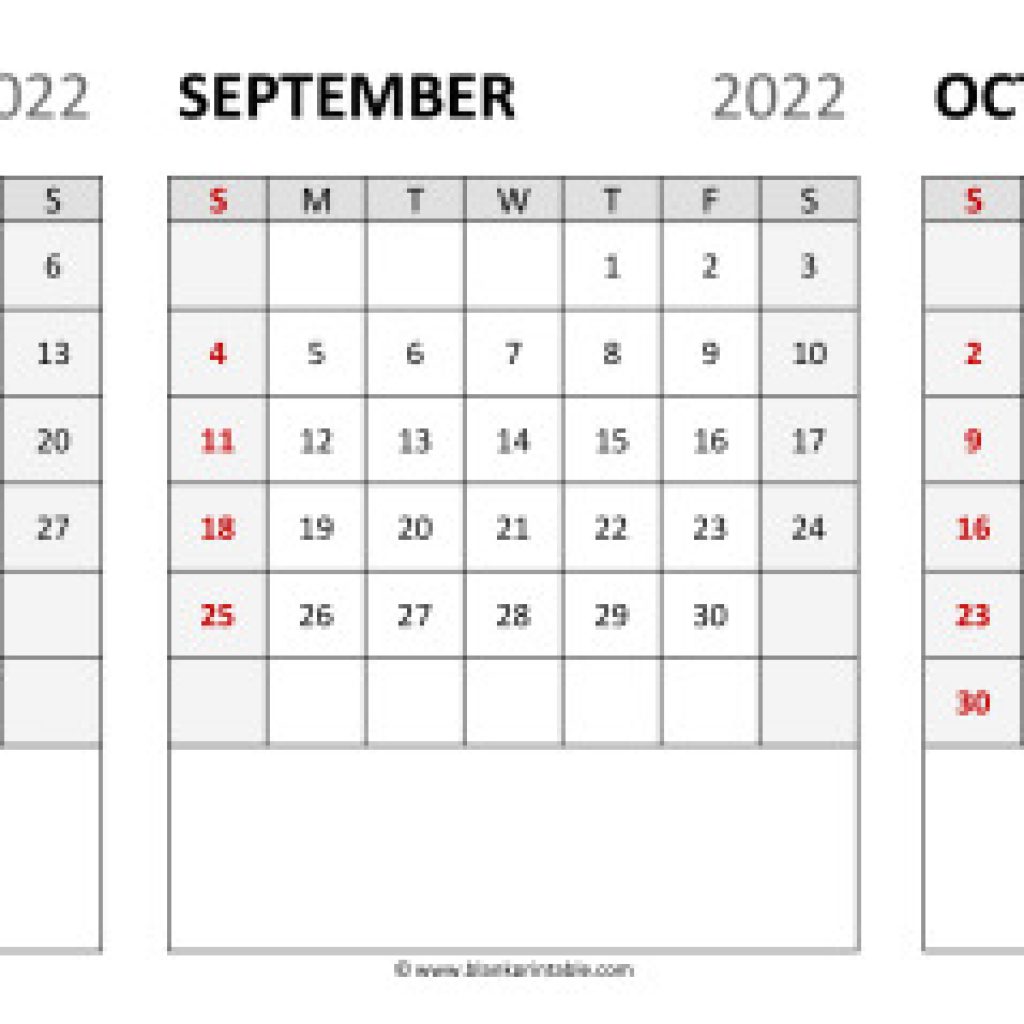 September October 2022 Printable Calendar