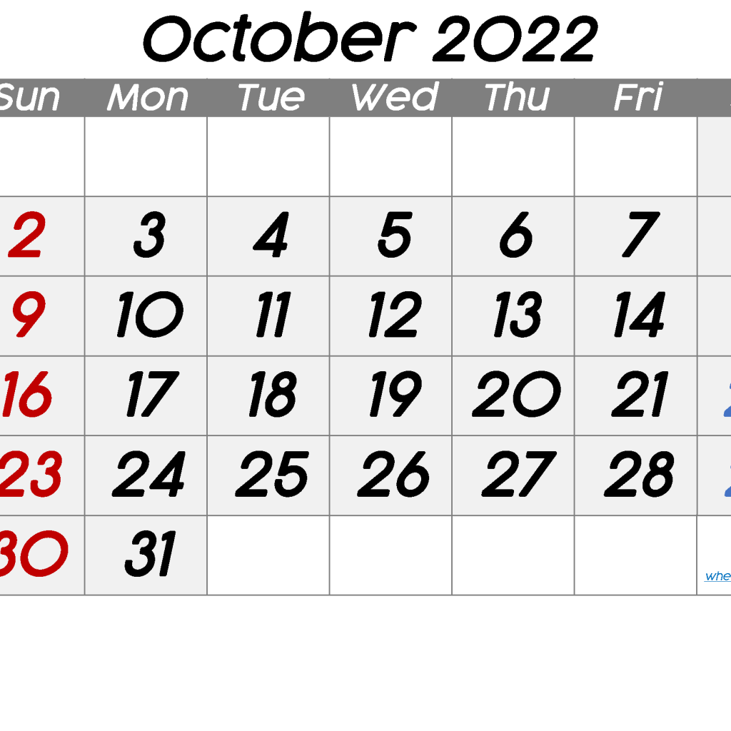 2022 October Calendar