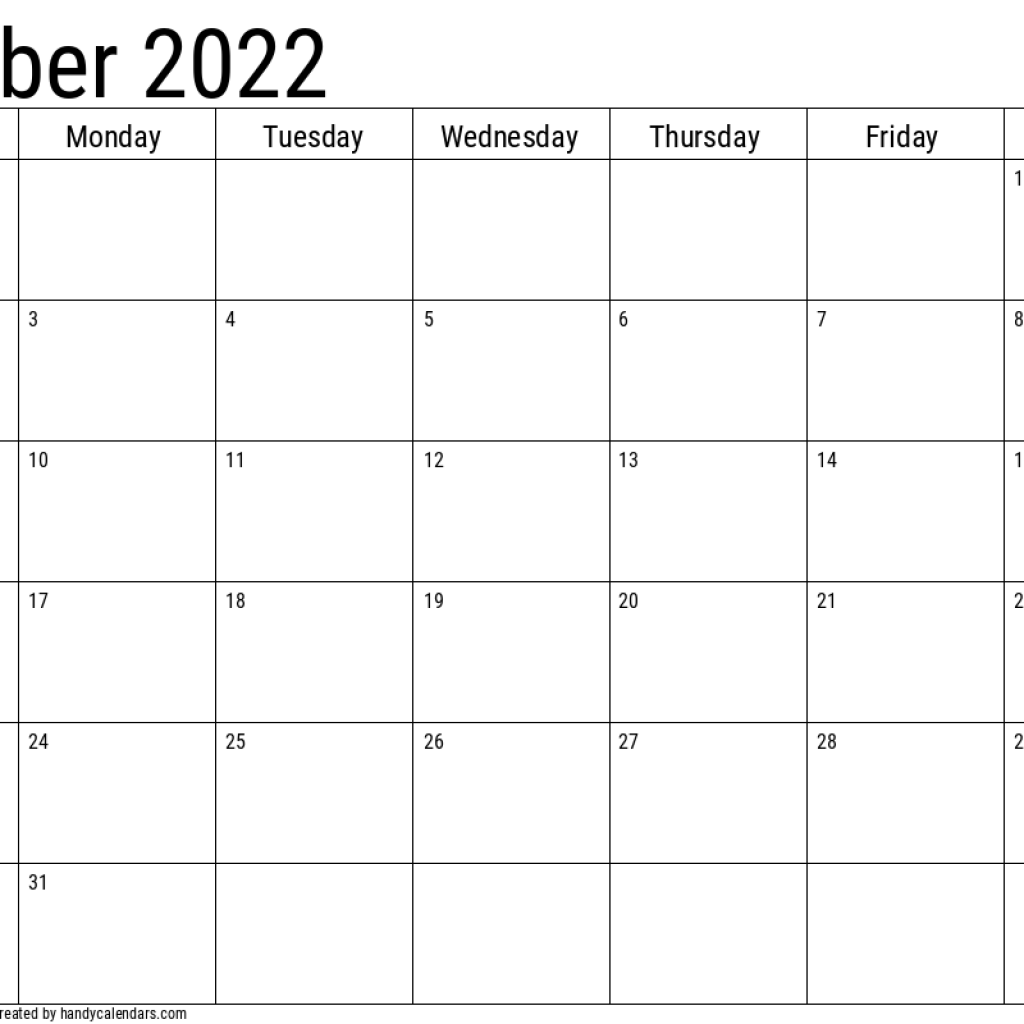 2022 October Calendar Template