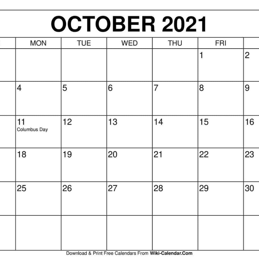 Free October 2022 Calendar Page